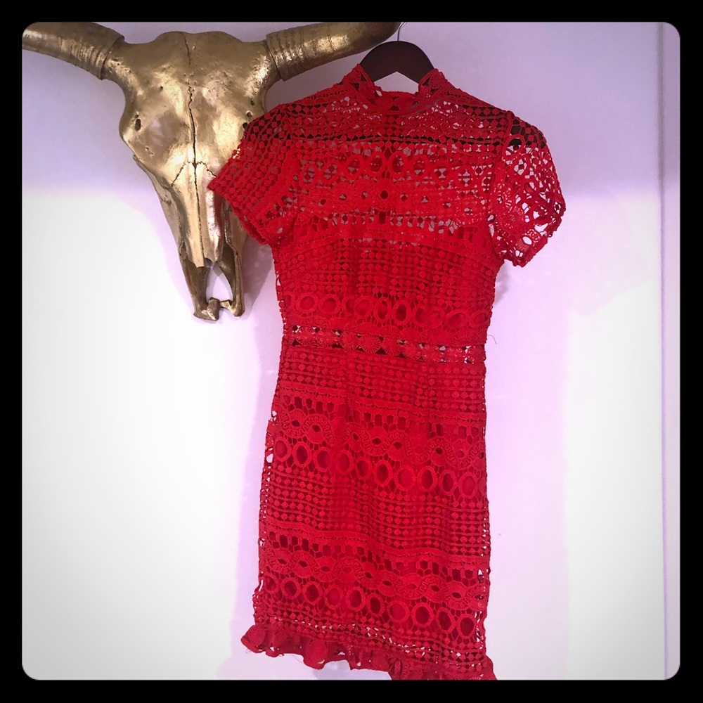 Never worn Hello Molly XS red mesh dress.